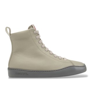 Leather ankle boot sneakers Peu Touring in beige