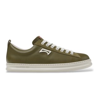 Donkergroene leren Runner-sneakers