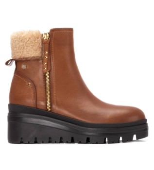 Botins em pele 162712 castanho