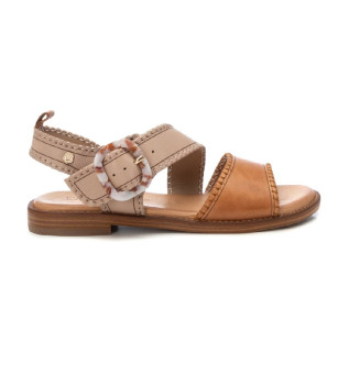 Skórzane sandały 162203 brązowe