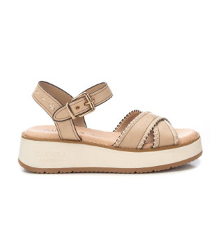 Sandalias de piel 162247 beige