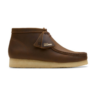 Botins Wallabee em pele castanha