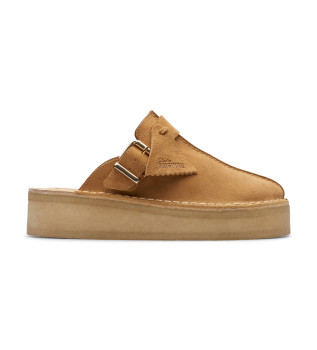 Tamancos de couro TrekWedge castanhos