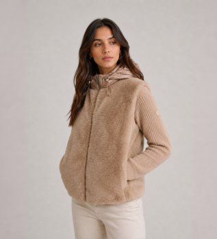 Braune Hybridjacke aus Kunstleder