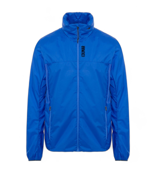 Kurtka bez podszewki z kapturem przy kołnierzu w kolorze niebieskim