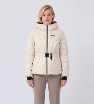 Ski down jacket with broken white belt