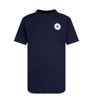 Kortrmet T-shirt med tryk i navy