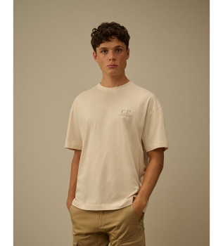 T-shirt beige con logo a manica 30/1