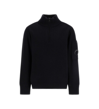 Trikot-Pullover mit schwarzem Reißverschluss