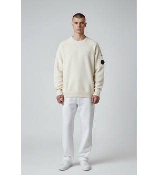 Pull beige � col ras du cou