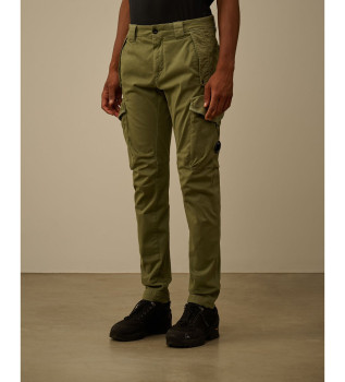 Pantalon cargo en satin stretch vert