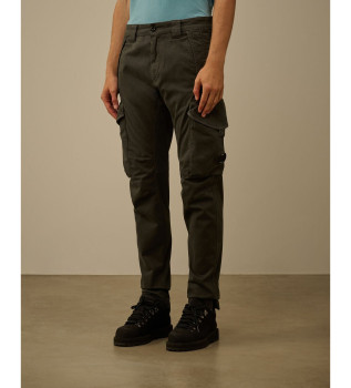 Hlače iz satena z raztegljivim krilom zelene barve