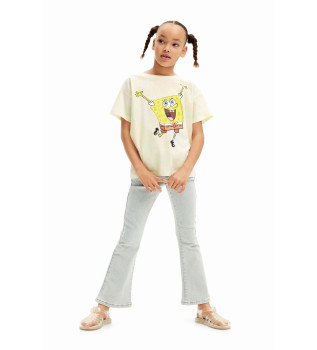 T-shirt Bob l'ponge tie-dye blanc