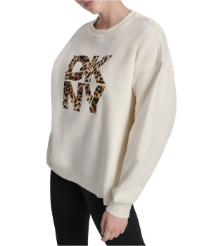 Sweatshirt med dyreprint i beige