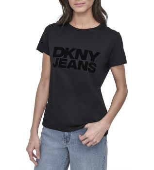 Maglietta nera floccata