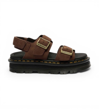 Brune zebzag-sandaler i l�der