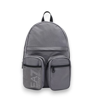 Mochila con bolsillos frontales gris