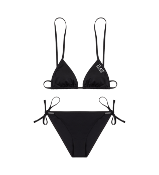 Bikini triangolo con logo nero