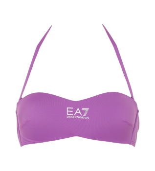 Bikini a fascia con logo lilla