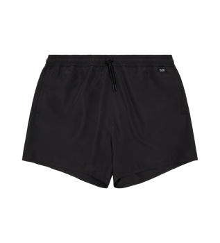 Mittellanger Badeanzug mit schwarzem Logo
