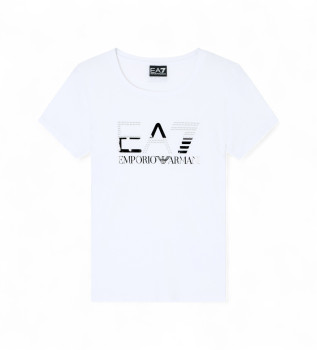 T-shirt com logtipo em metal e tachas branca