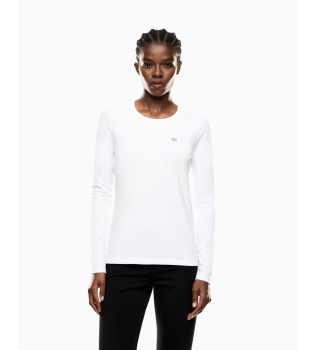 Maglietta elasticizzata bianca a maniche lunghe