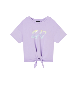Lilla t-shirt med rund hals i elastisk bomuld fra Logo Series