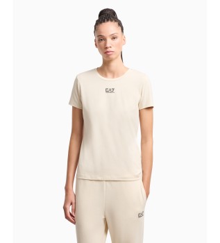 T-shirt Logo Series em algodo e modal elstico 
 bege