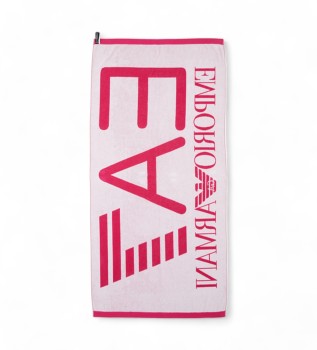 Strandtuch aus wei�em, rosafarbenem Baumwollfrottee