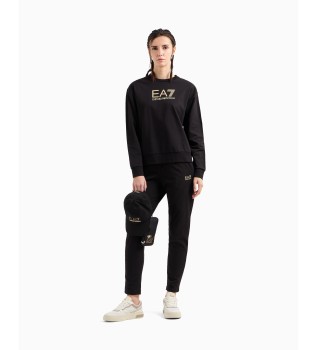 Tuta in cotone elasticizzato con girocollo nero