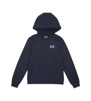 Felpa con zip blu navy