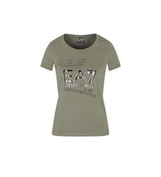 T-shirt verde estampada com o logtipo da srie