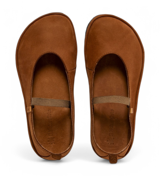 Sapatilhas de ballet em pele castanha N5670 Bare