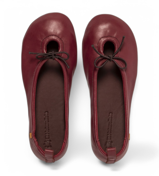 N5821 Essence bordowe skórzane baletki bordowe