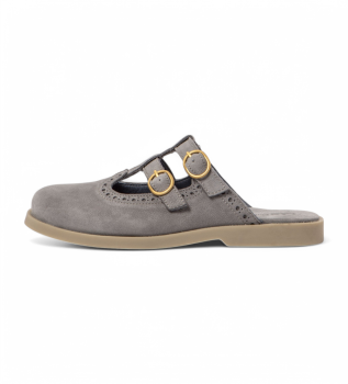 N5870L Zoccoli in pelle blu-grigio arenaria