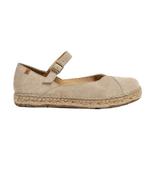 Leren ballerina's N679 beige velden