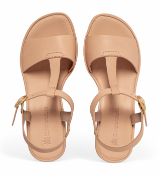 N853 Sandali Gaia in pelle corallo