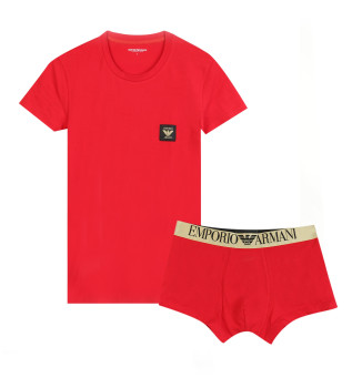Ensemble T-shirt et boxer rouge