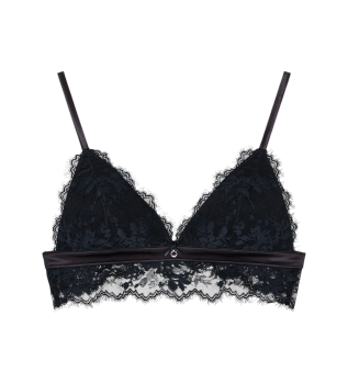 Satenasto oblazinjen trikotni modrček črne barve