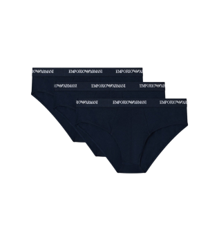 Lot de 3 slips en tricot extensible marine