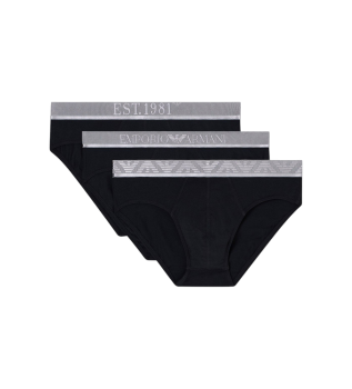 Set di 3 slip con logo nero lucido