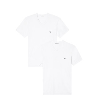 Lot de deux T-shirts blancs  col en V