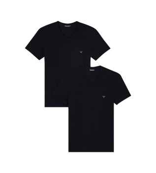 Lot de deux T-shirts noirs  col en V