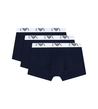 Lot de trois boxers avec logo bleu marine