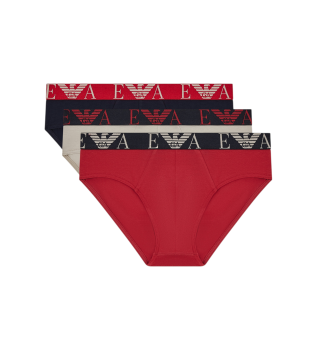 Set 3 Prest-Slips rot, taupe, marineblau