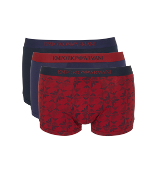 Set di 3 boxer di marca rosso, blu navy