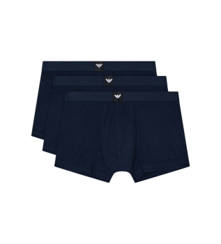Set di 3 boxer essenziali blu navy con logo etichetta