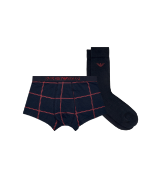 Set regalo blu navy per le feste con boxer e calzini