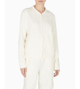 Sweatshirt Jaquard 3D branco marfim