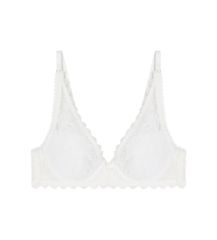 Večni čipkasti nedrček bele barve